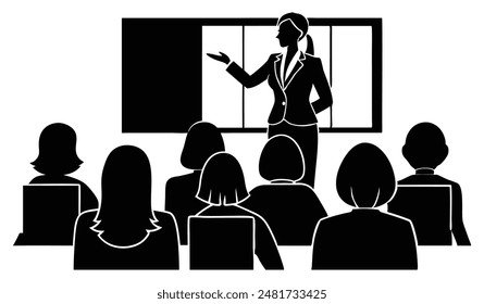 Silhouette of Woman Leading Workshop at Seminar