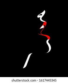 silhouette of a woman lips and half of the face