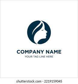 Silhouette woman logo, head, face logo isolated. Use for beauty salon, spa, cosmetic design, etc	