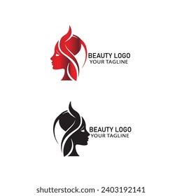 Silhouette woman logo head face logo isolated use for beauty salon spa cosmetic design