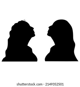 silhouette of woman with loose hair, straight and wavy hair