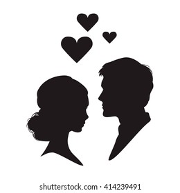 Silhouette of  woman and man on white background. Vector illustration