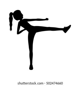 silhouette woman martial arts kick