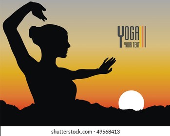 silhouette of a woman meditating