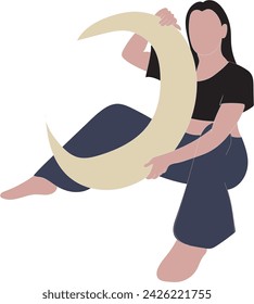 The silhouette of a woman and the moon. women's astrology. zodiac signs, fortune-telling cards and predictions, forecast. Tarot
