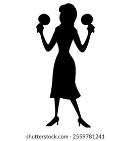 Silhouette of Woman Music Band with Vocalist Icon for Performance and Entertainment Themes