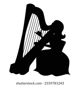 Silhouette of Woman Music Band with Vocalist Icon for Performance and Entertainment Themes