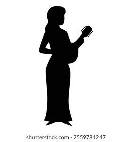 Silhouette of Woman Music Band with Vocalist Icon for Performance and Entertainment Themes