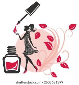 silhouette of woman with nail polish manicure beauty salon