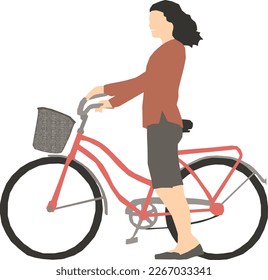 Silhouette Woman on Bicycle 2 illustration vector	