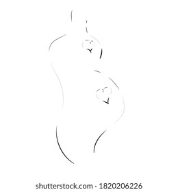 silhouette of a woman on a white background. Obstetrics. Motherhood. Pregnancy