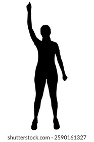 Silhouette of woman performing raising her arm exercise. Vector illustration