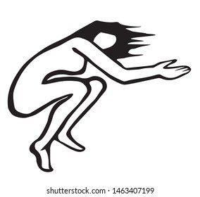 Silhouette of a woman performs a movement from a fitness workout.