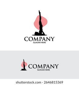 Silhouette of woman pilates logo design inspiration