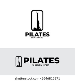 Silhouette of woman pilates logo design inspiration