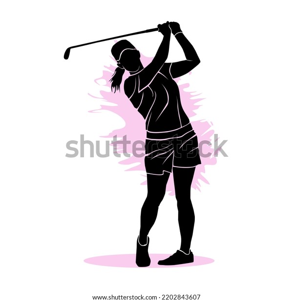 Silhouette Woman Playing Golf Vector Illustration Stock Vector (Royalty ...