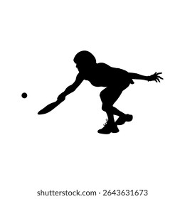 Silhouette of a Woman Playing Pickleball, Female Pickleball Player in Action Vector