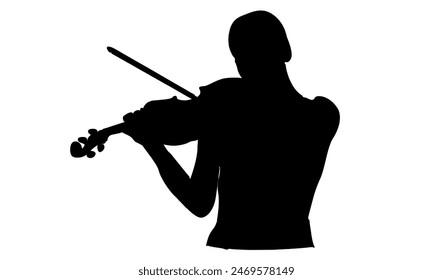 silhouette of woman playing violin vector illustration