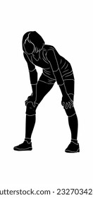 silhouette of woman playing volley ball