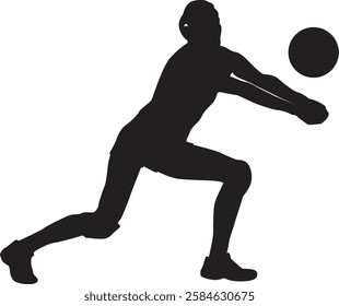 Silhouette of a Woman Playing Volleyball
