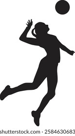 Silhouette of a Woman Playing Volleyball