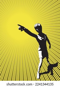 Silhouette of a woman pointing her finger Vector illustration