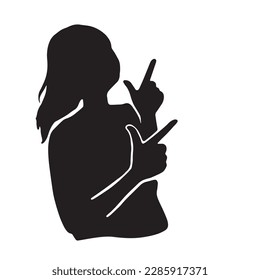 Silhouette of woman pointing upward - Illustration Black