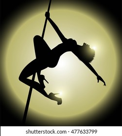 silhouette of woman practicing pole dance