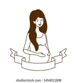 silhouette of woman pregnant with decorative ribbon