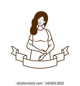silhouette of woman pregnant with decorative ribbon