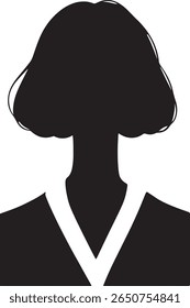 Silhouette Woman Professional Attire Bob Haircut White V Neck Minimalist Design