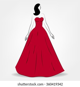 silhouette of a woman in a red dress