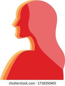 Silhouette of a woman with red hair