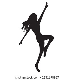 silhouette woman rejoice dancing design vector