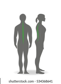 silhouette of a woman with the right posture. vector illustration.