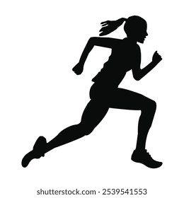 Silhouette woman runner vector illustration