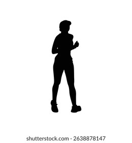 Silhouette of Woman Running Casually Black and White