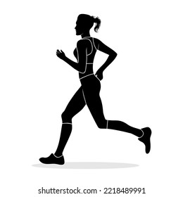 Silhouette of a woman running isolated on a white background. Vector illustration