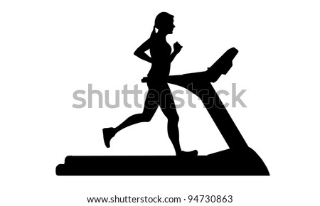 silhouette of woman running on treadmill