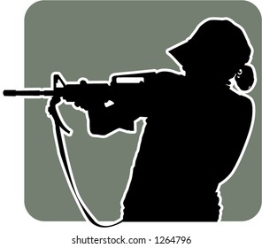 Silhouette Of Woman Shooting Gun