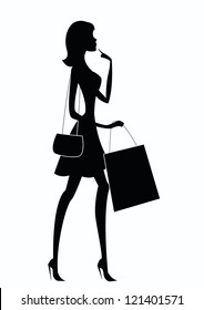 Silhouette Of A Woman Shopping