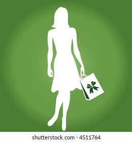 silhouette of woman with shopping bag vector