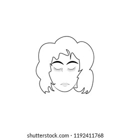 Silhouette woman sign. Style symbol melancholy. Fashion graphic design flat element. Modern stylish abstract symbol. Monochrome template for prints, logo, label, tattoo, sign. Vector illustration