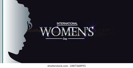 Silhouette of a woman with a silver Text celebrating International Women's Day