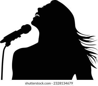 silhouette of a woman singing illustration on isolated background