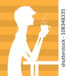 Silhouette Woman Sipping Coffee