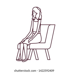 silhouette of woman sitting in chair with white background