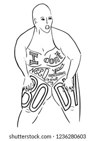 Silhouette of a woman. The slogan of radical feminism. I do not need your opinion about my body. Vector designe for emblem, t-shirt, sticker, poster
