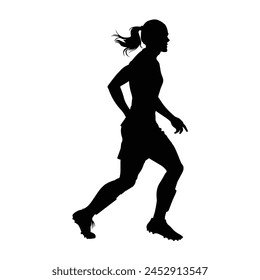silhouette of a woman soccer player on white