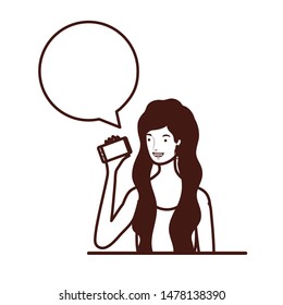 silhouette of woman with speech bubble avatar character